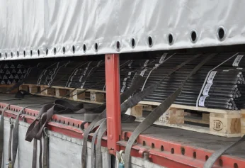 Gesicherte Produktpaletten im Transport