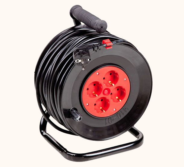 Portable power cord reel U16-01-01 with cable heat shield and ground loop PVS 3x1.5 (25 m and 40 m)